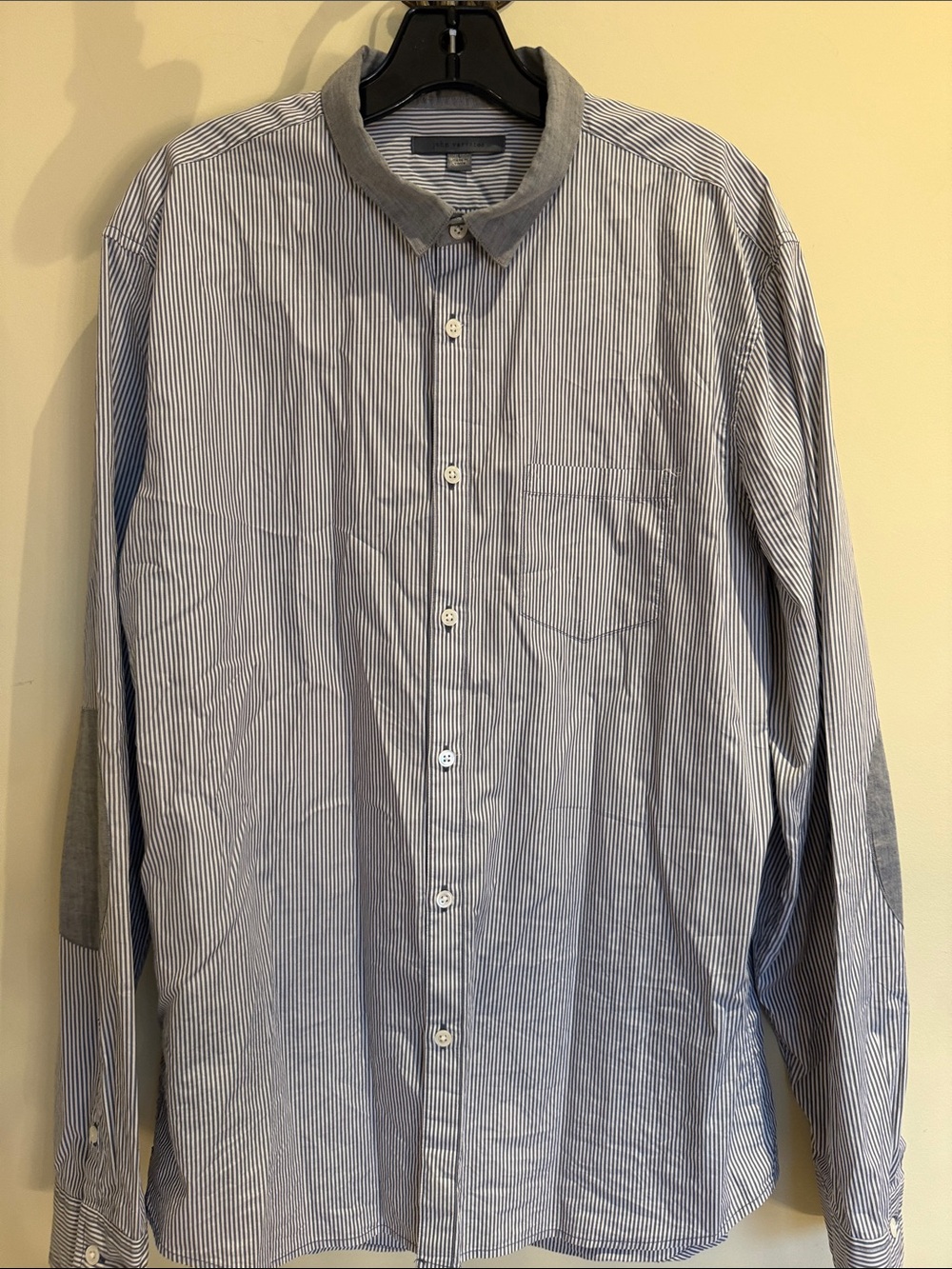 John Varvatos Blue and Gray Pinstripe Dress Shirt